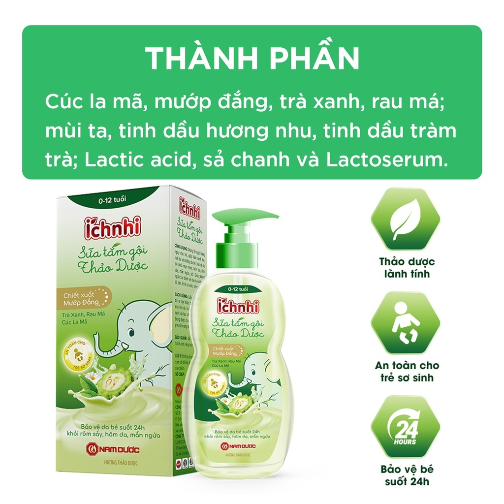 Sữa tắm gội cho bé thảo dược Ích Nhi 200ml hình 2