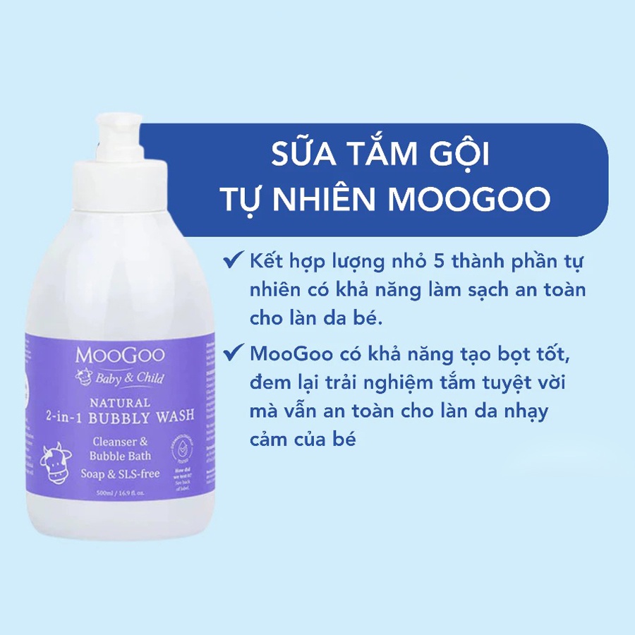 Sữa tắm gội tạo bọt chiết xuất cám gạo Moogoo 500ml hình 3