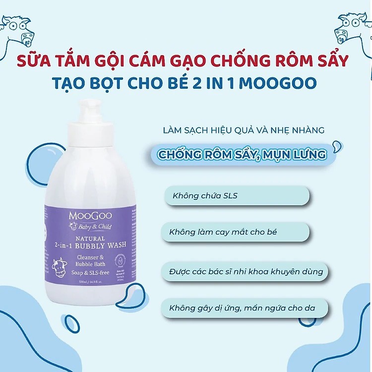 Sữa tắm gội tạo bọt chiết xuất cám gạo Moogoo 500ml hình 4