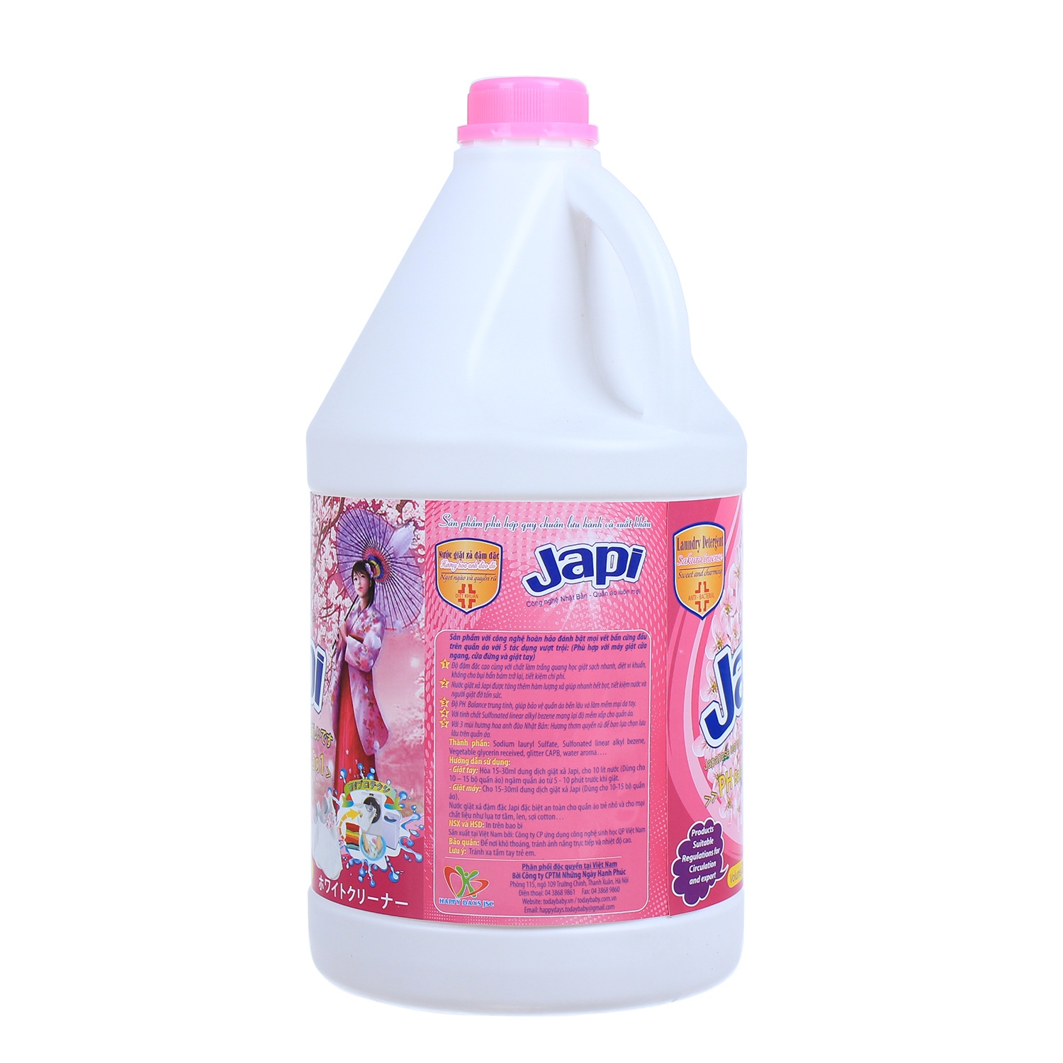 Nước giặt xả Japi hương hoa anh đào đỏ Nhật Bản 3,8l hình 3