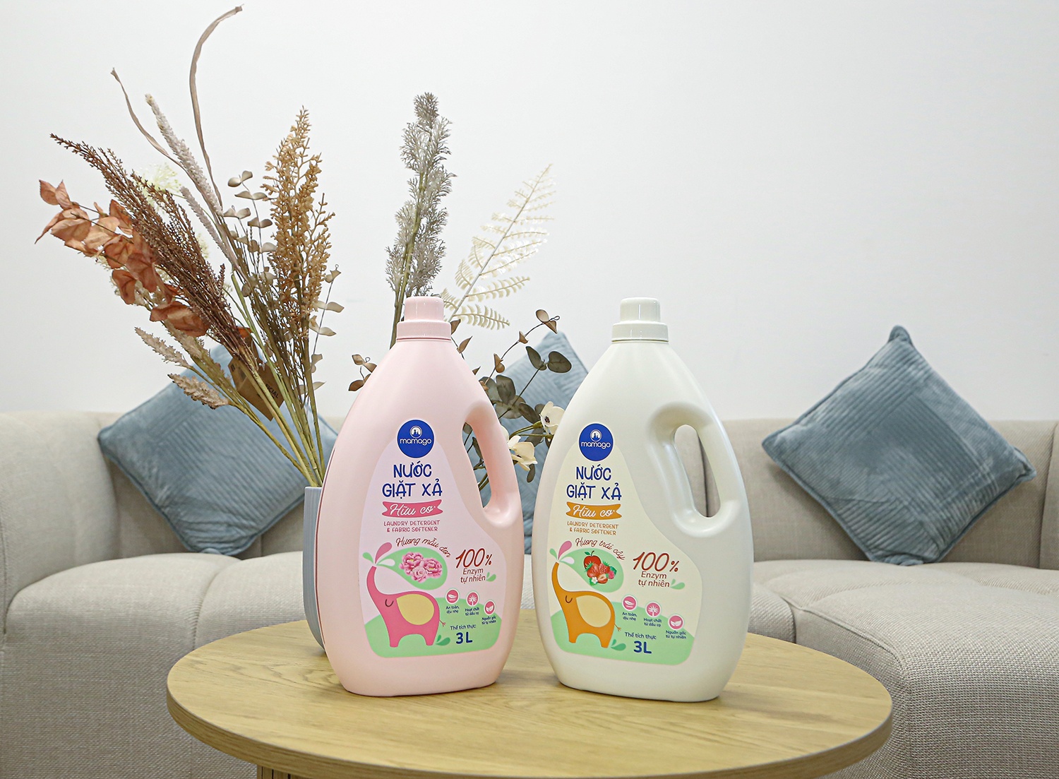 Review nước giặt xả Mamago hương mẫu đơn 3L