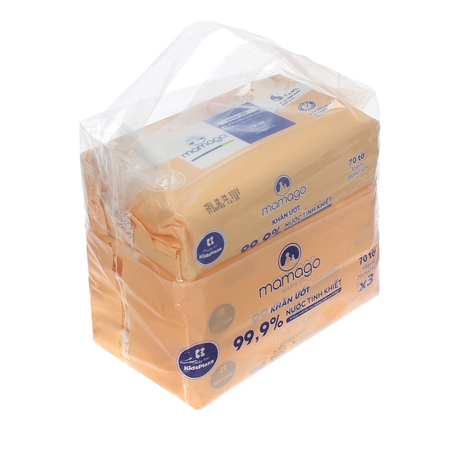 Combo 3 gói khăn ướt tinh khiết Mamago 70pcs MMG hình 1