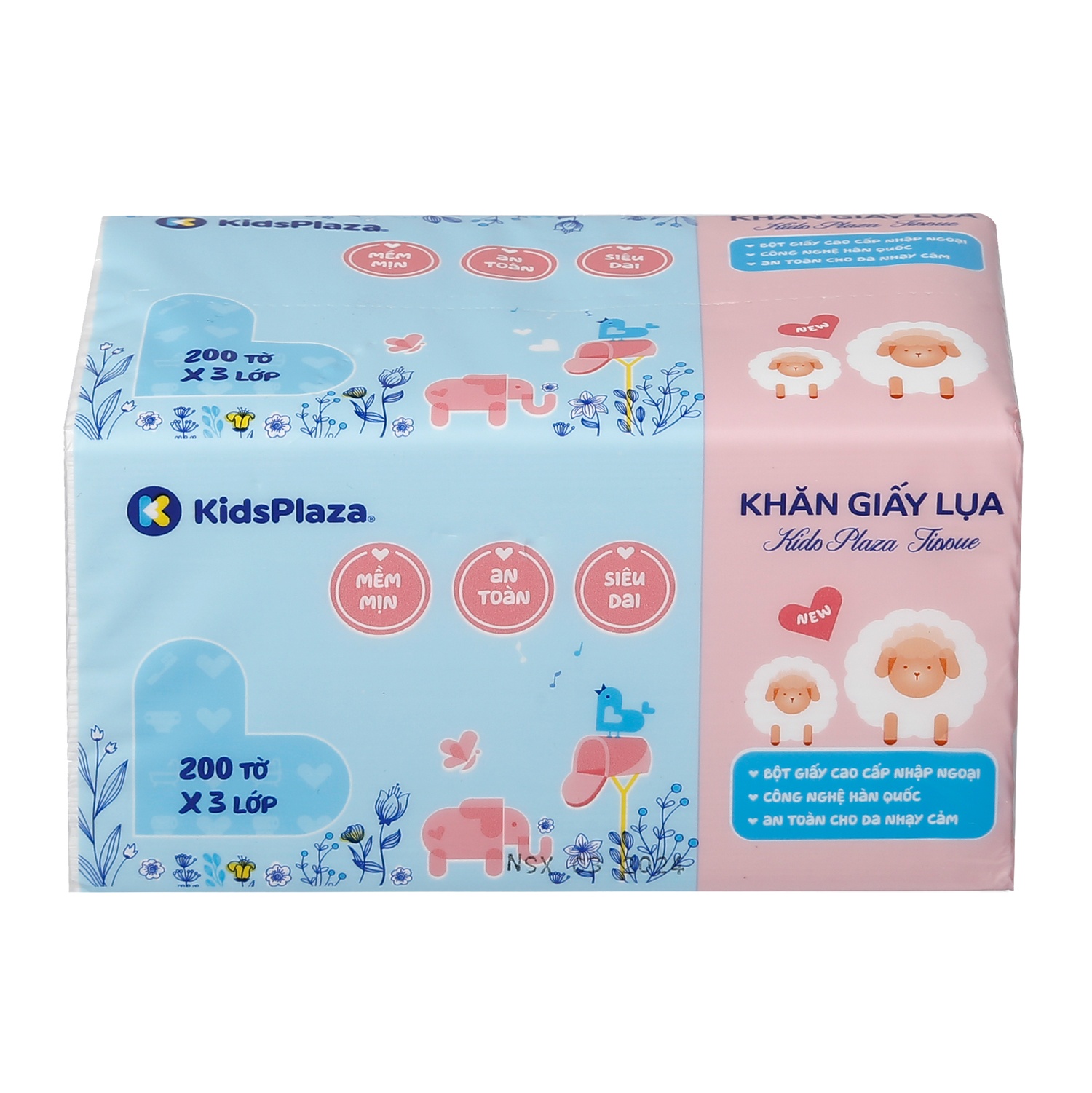 Giấy ăn lụa KidsPlaza 3 lớp 200 tờ