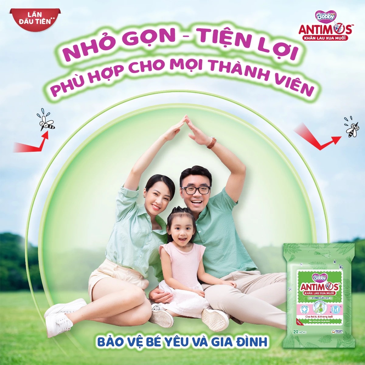 Khăn lau xua muỗi Bobby Antimos 20 miếng hình 2