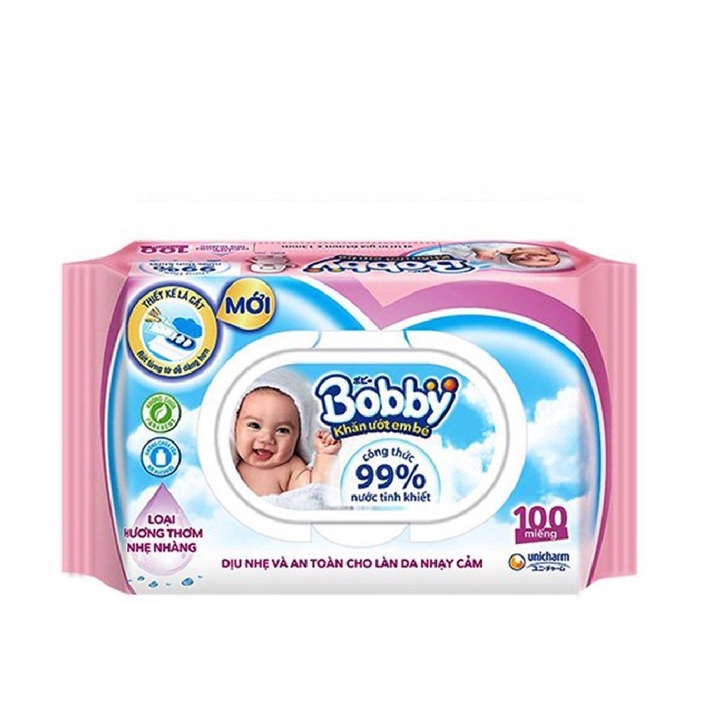 Khăn ướt Bobby 100 miếng (nắp mở) hình 1