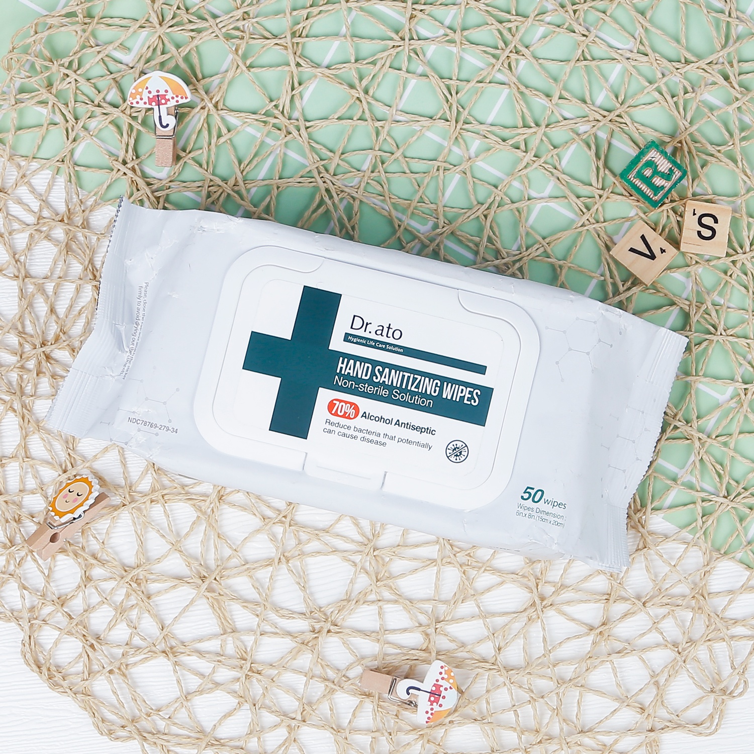 Khăn ướt kháng khuẩn Dr.Ato 50pcs hình 1