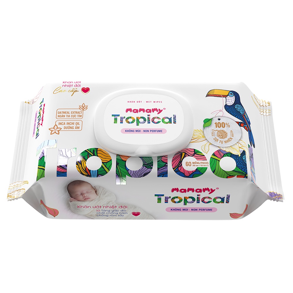 Khăn ướt Mamamy Tropical không mùi 90 tờ