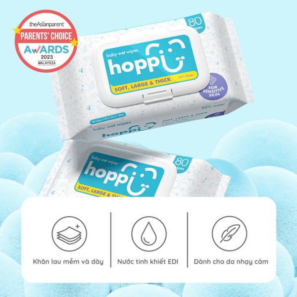 Khăn ướt tinh khiết Hoppi 80 tờ hình 5