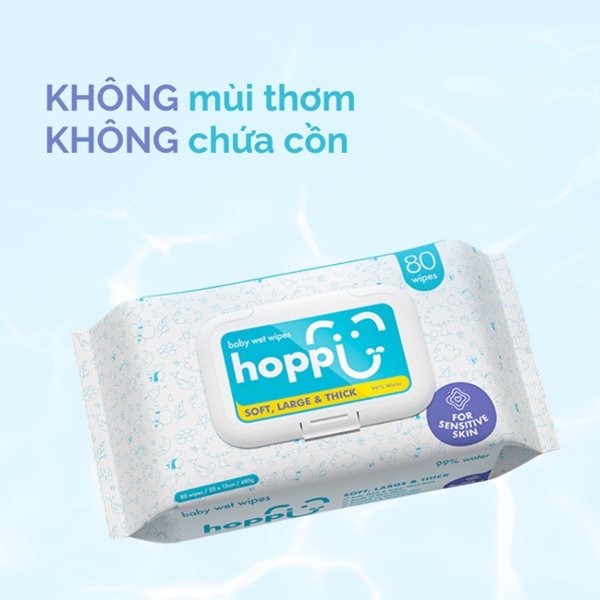 Khăn ướt tinh khiết Hoppi 80 tờ