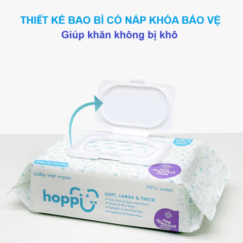 Khăn ướt tinh khiết Hoppi 80 tờ hình 6