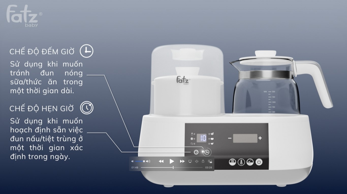 Máy đa năng điện tử tiệt trùng, hâm sữa, đun nước nóng Multimax 1 Fatzbaby FB9002SJ hình 5