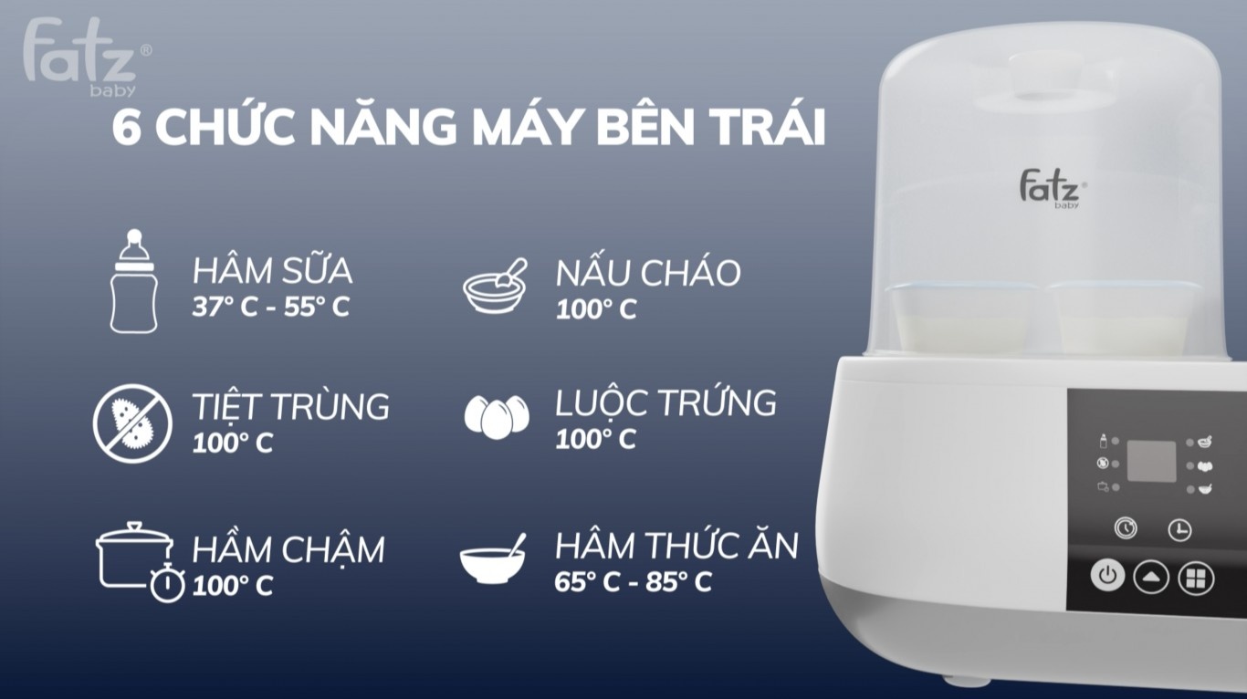 Máy đa năng điện tử tiệt trùng, hâm sữa, đun nước nóng Multimax 1 Fatzbaby FB9002SJ hình 4
