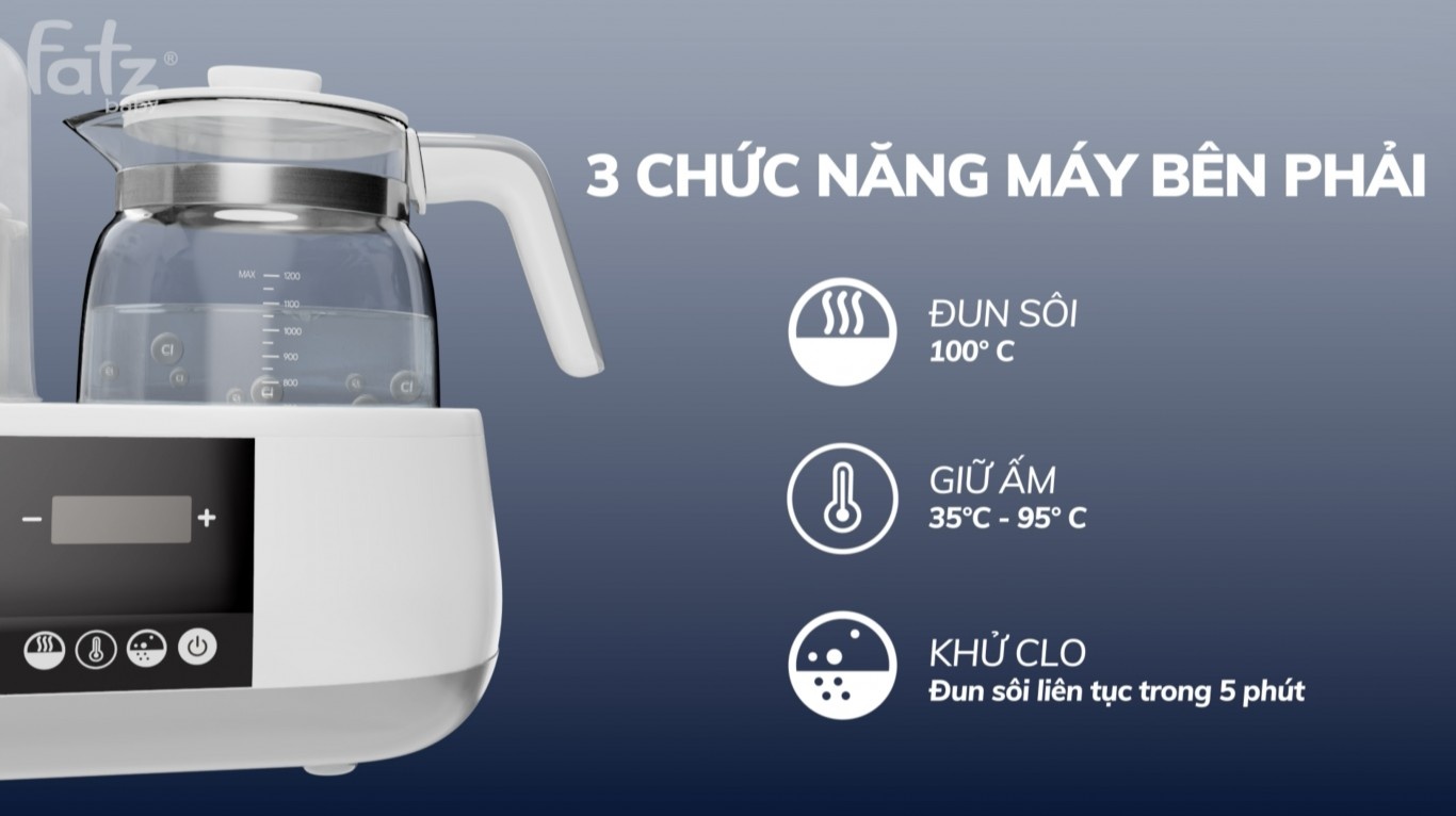 Máy đa năng điện tử tiệt trùng, hâm sữa, đun nước nóng Multimax 1 Fatzbaby FB9002SJ hình 3