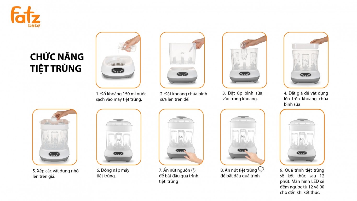 Máy tiệt trùng và sấy khô điện tử Fatzbaby 3in1 hình 4