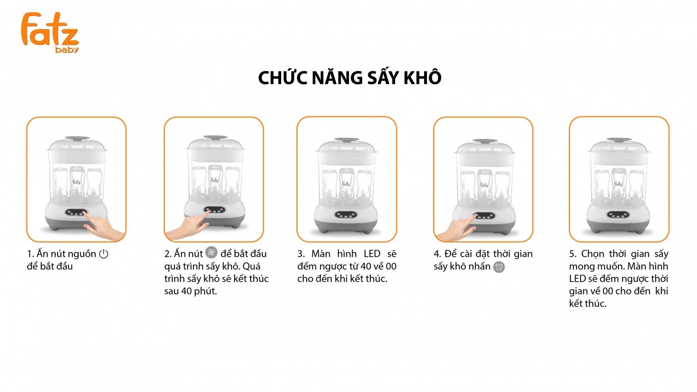 Máy tiệt trùng và sấy khô điện tử Fatzbaby 3in1 hình 5