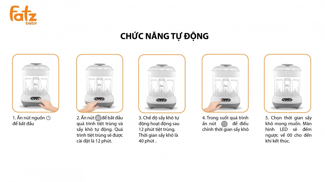 Máy tiệt trùng và sấy khô điện tử Fatzbaby 3in1 hình 6