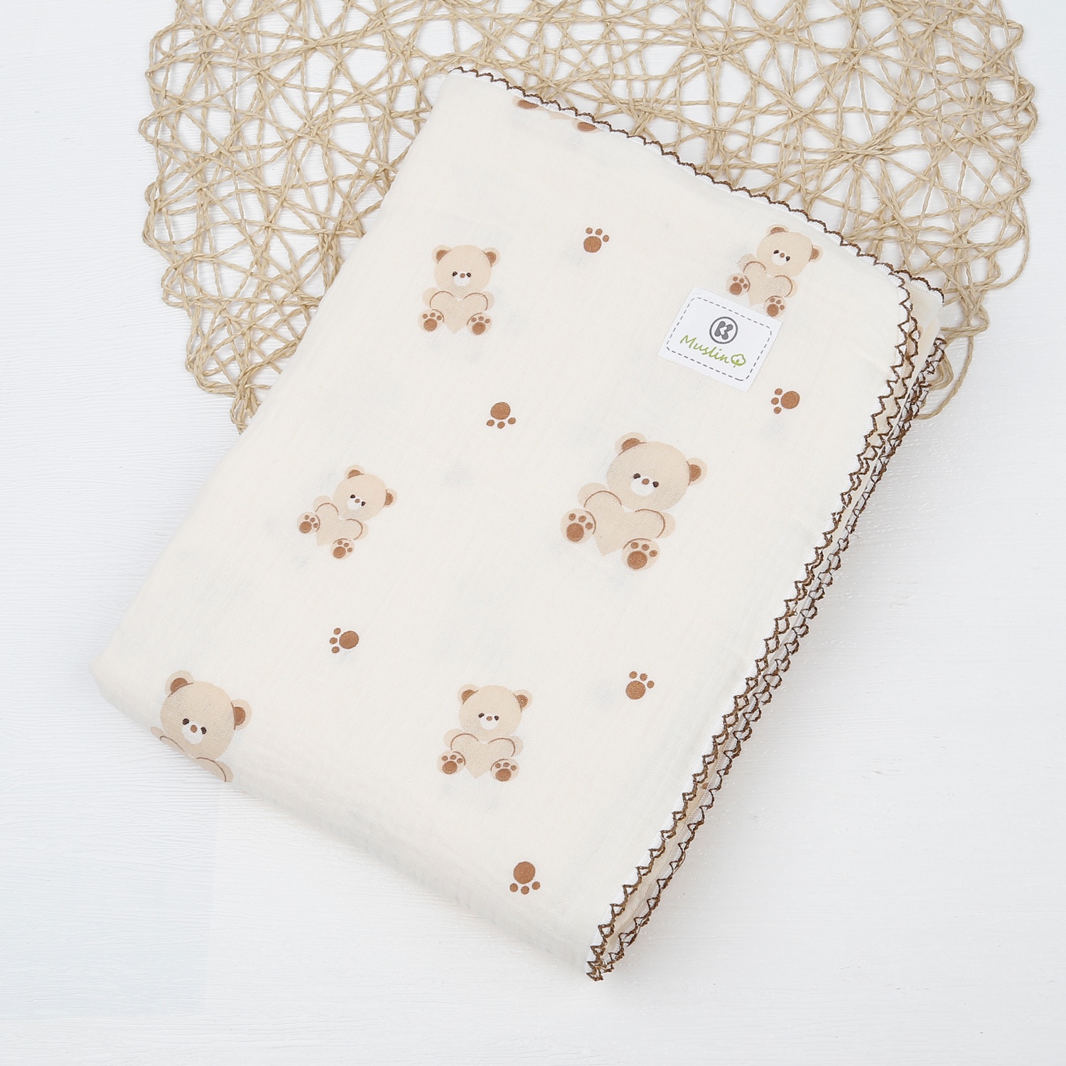 Chăn đa năng Kids Plaza Muslin hình chú gấu PG23 hình 1