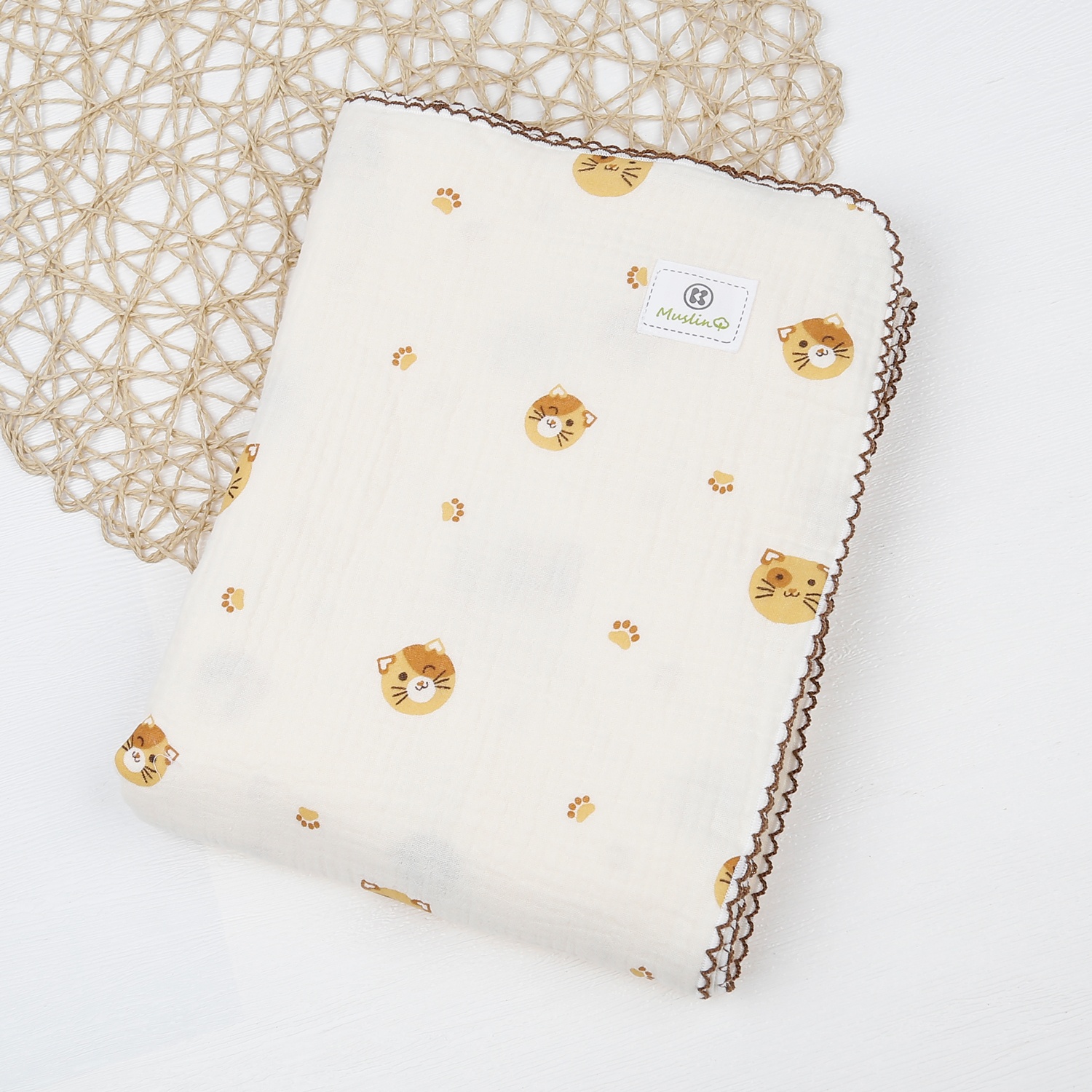 Chăn đa năng Kids Plaza Muslin hình chú mèo PG23 hình 1
