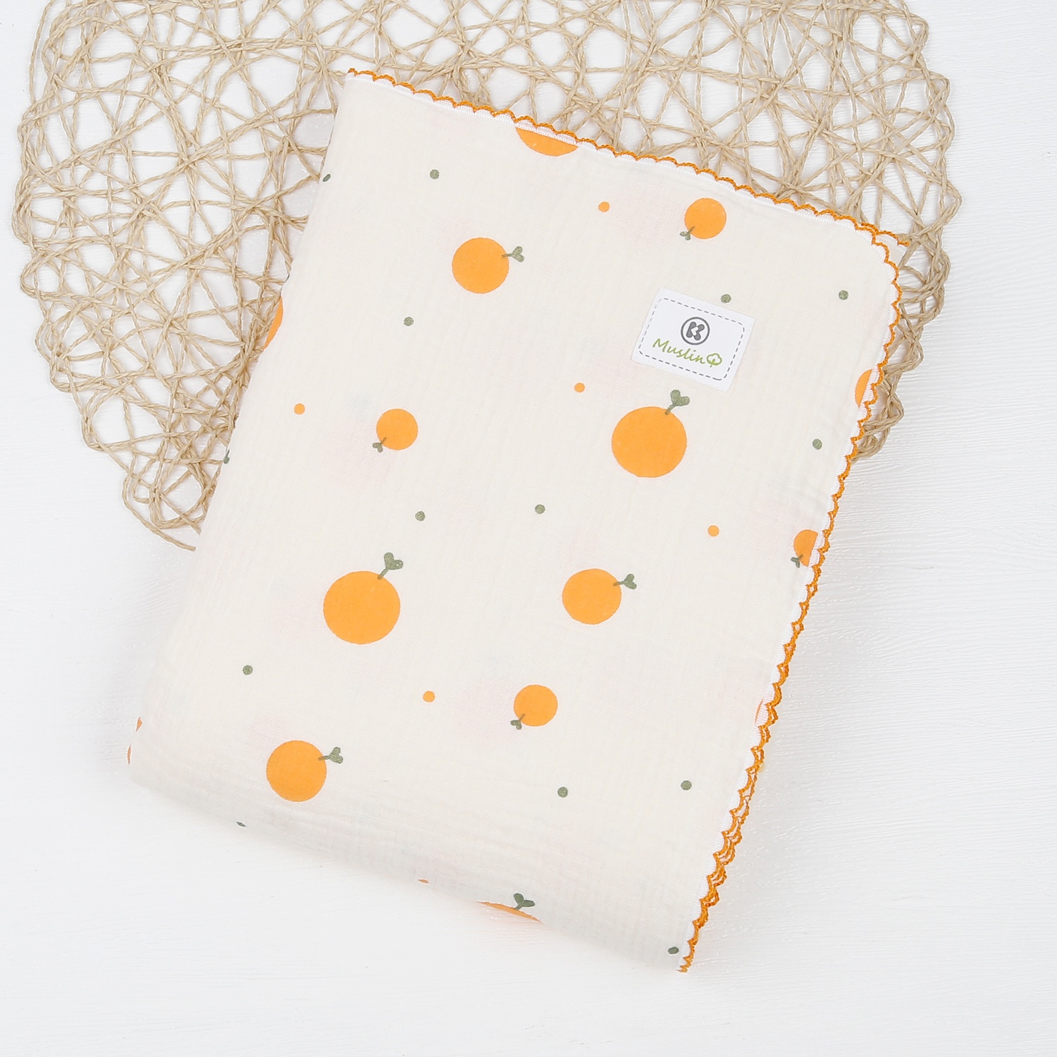 Chăn đa năng Kids Plaza Muslin hình quả cam PG23 hình 1