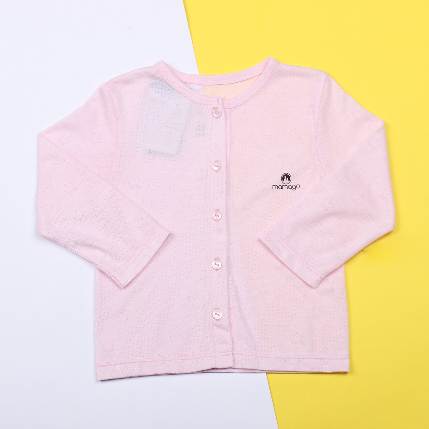 Quần áo sơ sinh Neil cài giữa tay dài Mamago HN19 (Hồng)