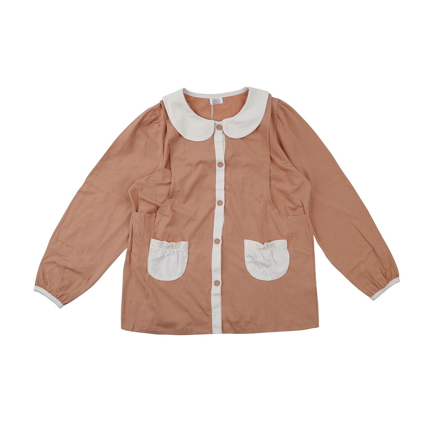 Bộ quần áo sau sinh cho mẹ in cổ sen TT22 (Màu cam - nâu) hình 2