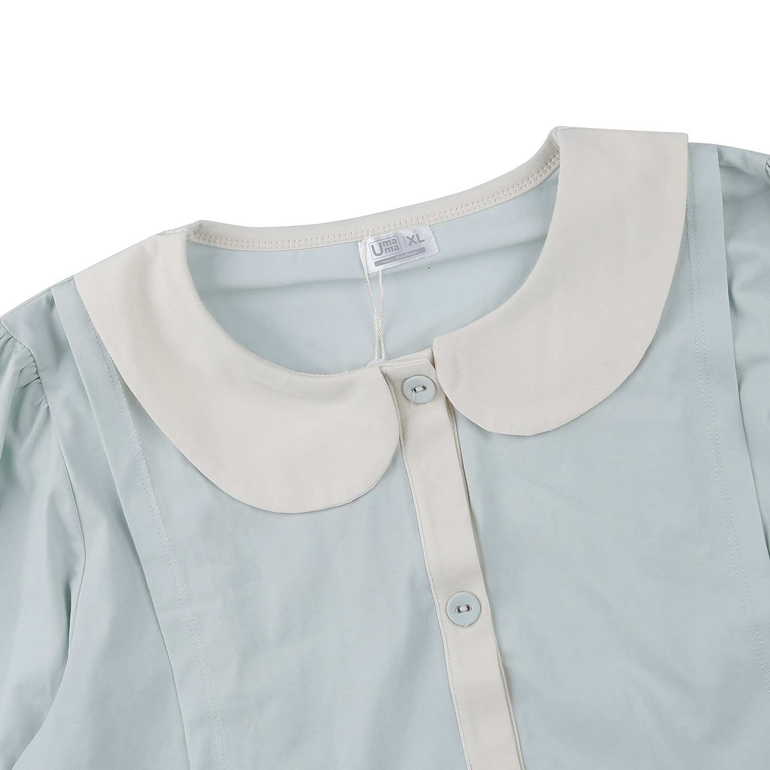 Bộ quần áo sau sinh cho mẹ in cổ sen TT22 (Xanh) hình 3