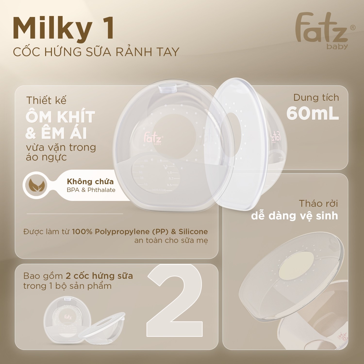 Cốc hứng sửa rảnh tay Milky 1 Fatzbaby FB0501CM hình 4