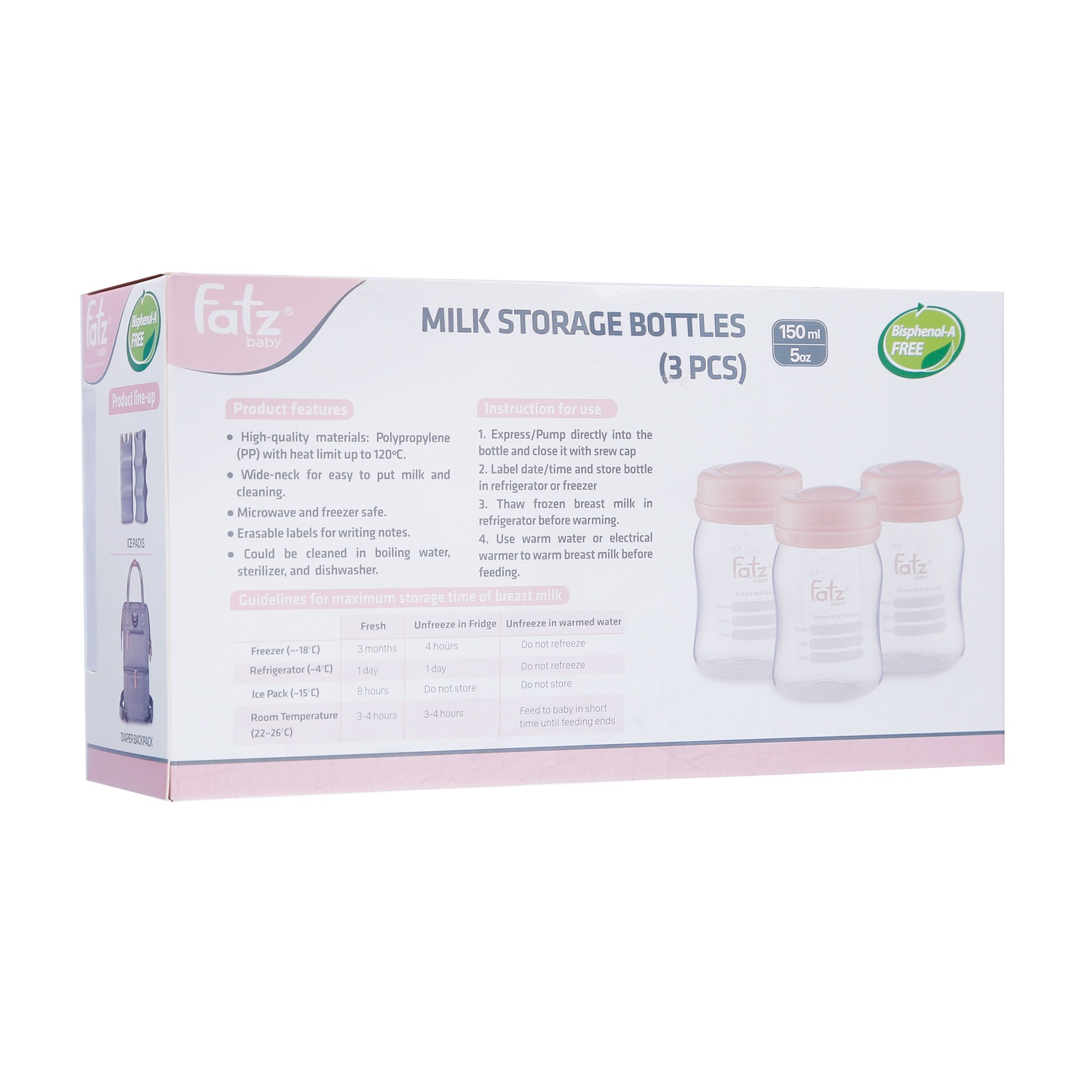 Bình trữ sữa cổ rộng Fatz Baby FB0120 150ml  hình 4