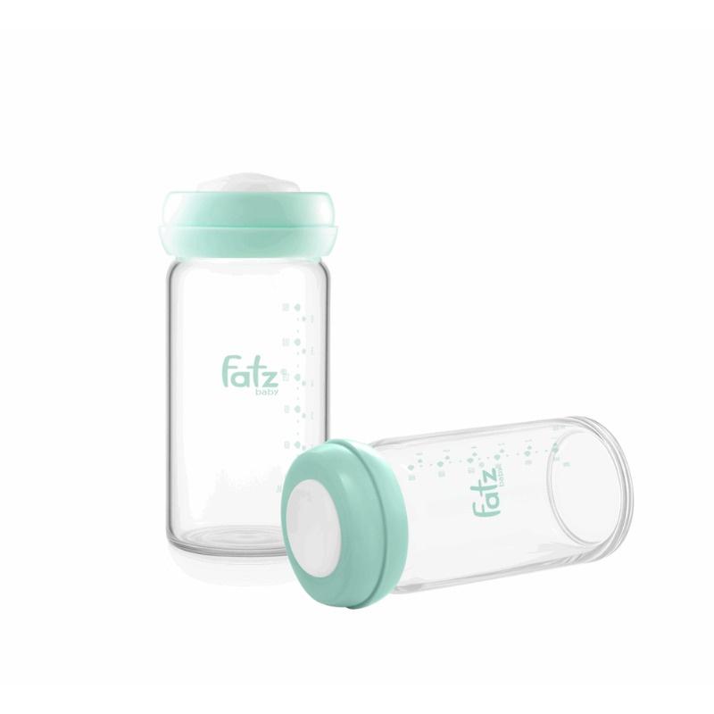 Bộ 2 bình trữ sữa thủy tinh Fatz Baby FB0150CM 180ml (Màu xanh) hình 1