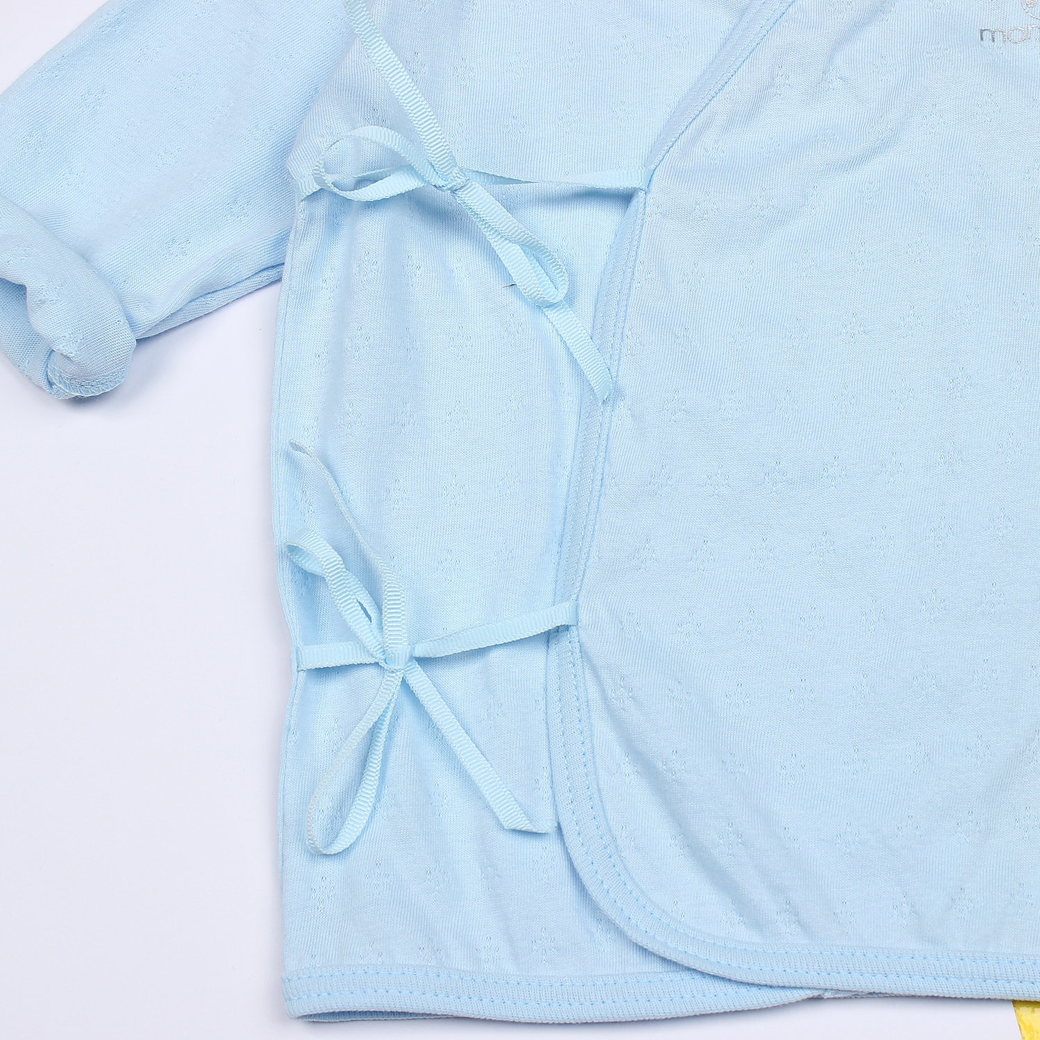 Áo sơ sinh buộc dây cài chéo tay dài Mamago vivian K19 (Xanh)  hình 3