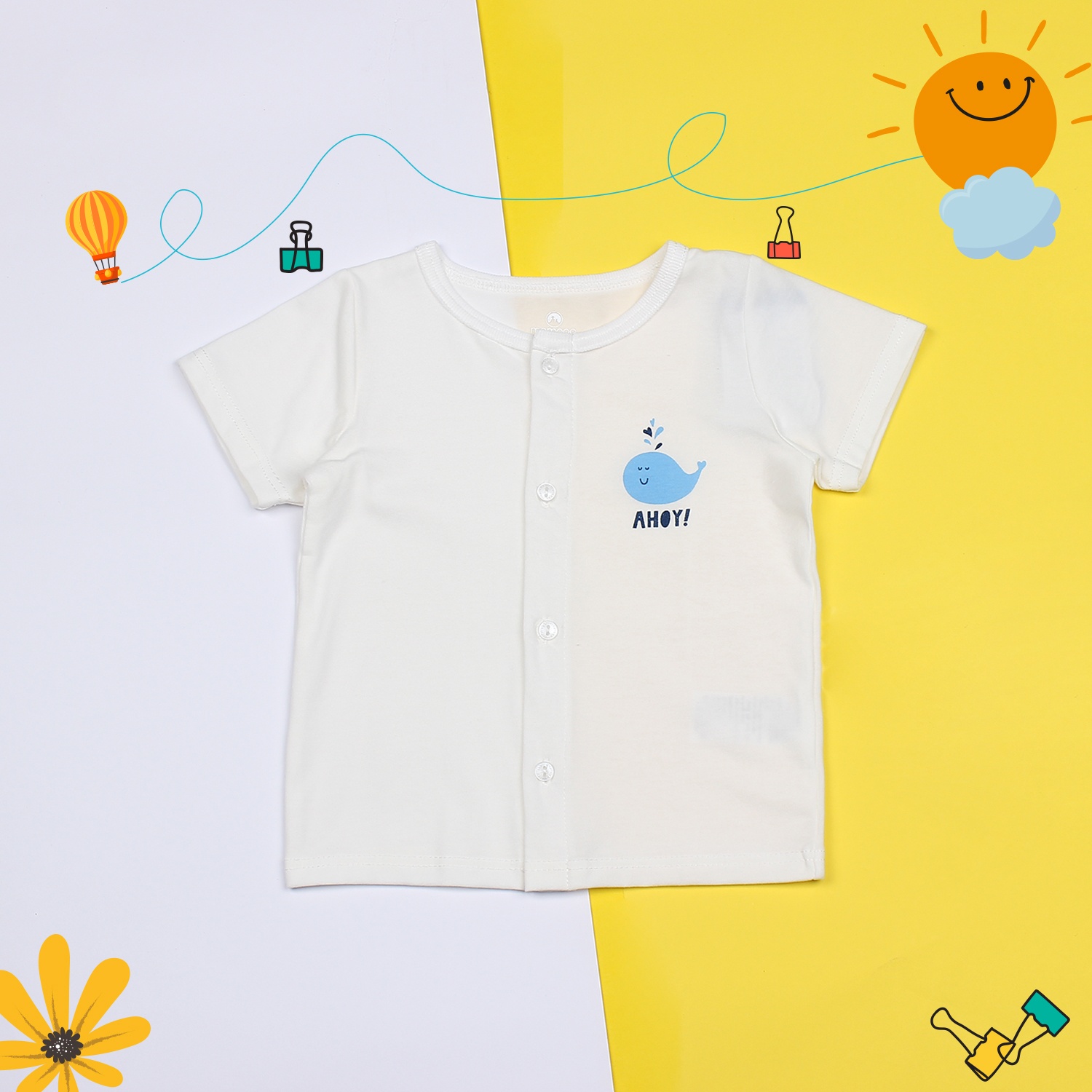 Áo sơ sinh cài giữa tay ngắn Mamago Vera K19 (Trắng) Áo sơ sinh cài giữa tay ngắn Mamago Vera K19 (Trắng) hình 1