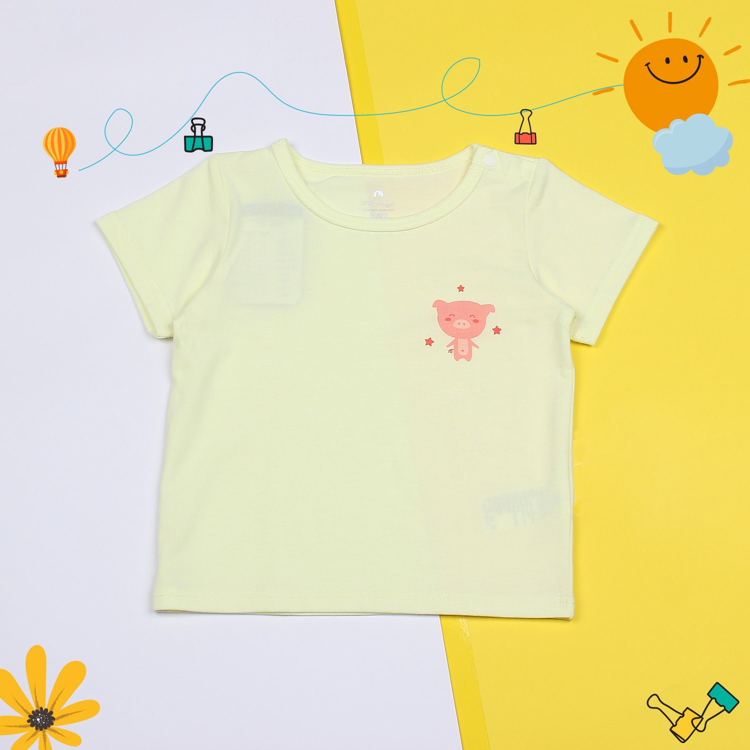 Áo sơ sinh cài vai tay ngắn Mamago Vera K19 (Vàng) hình 1