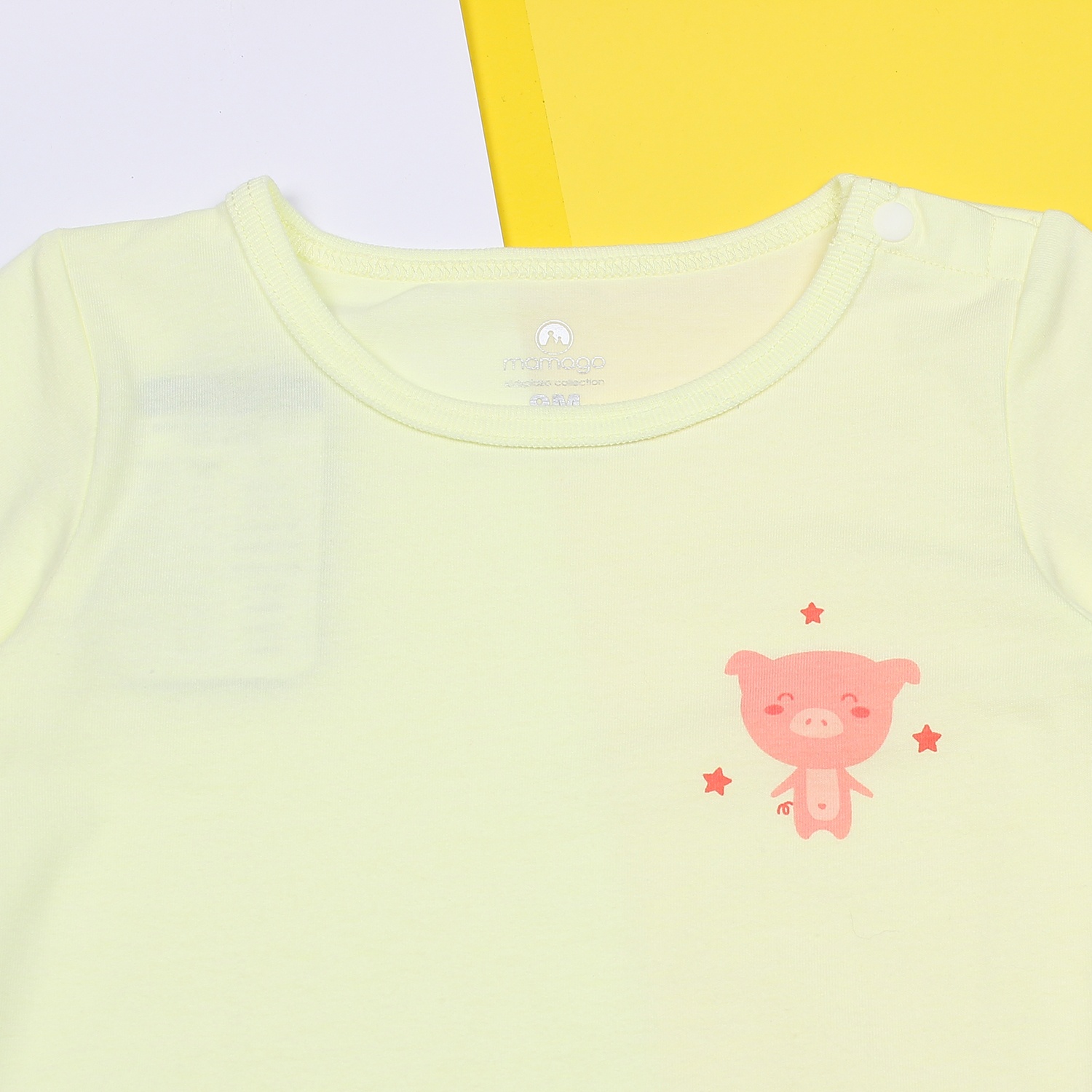 Áo sơ sinh cài vai tay ngắn Mamago Vera K19 (Vàng) hình 2