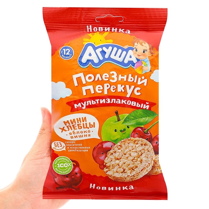 Bánh ăn dặm Agusha vị Táo và Cherry (30g) dành cho bé từ 12M+ hình 1