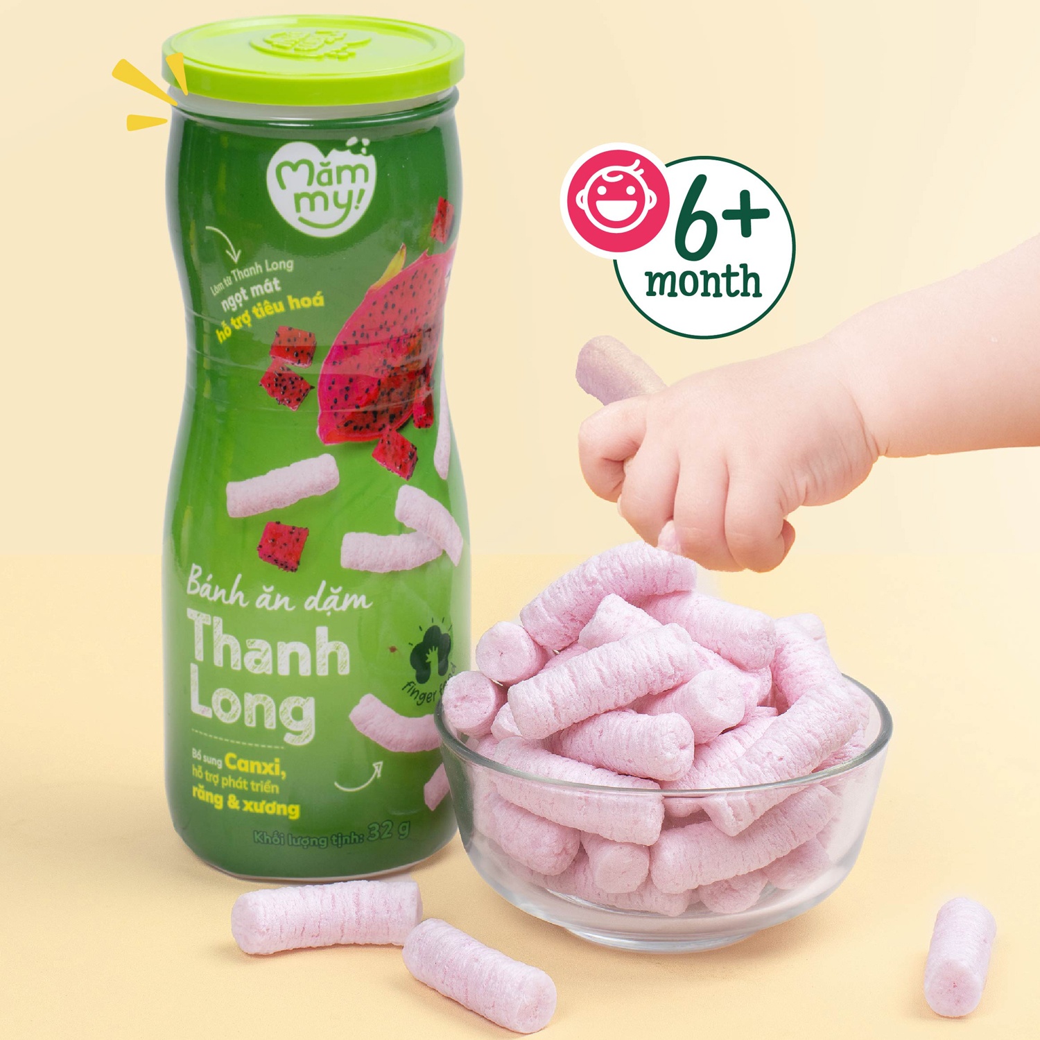 Bánh ăn dặm Mămmy vị thanh long 32g cho bé 6M+