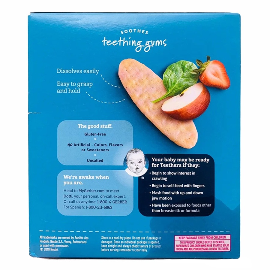 Bánh gạo Gerber vị Dâu Táo, Cải bó xôi 48g 7M+ hình 2