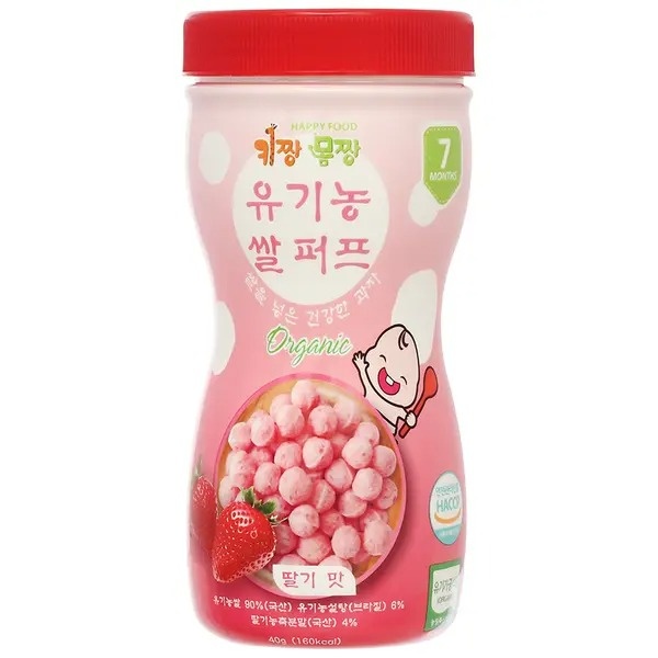 Bánh gạo organic Happy Food vị dâu lọ 40g hình 1