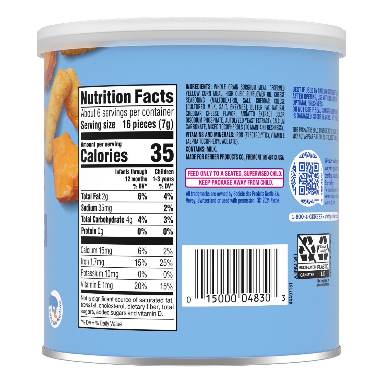 Thành phần chính có trong bánh ăn dặm Gerber vị rau củ 42g cho bé 8M+ (Dạng que)