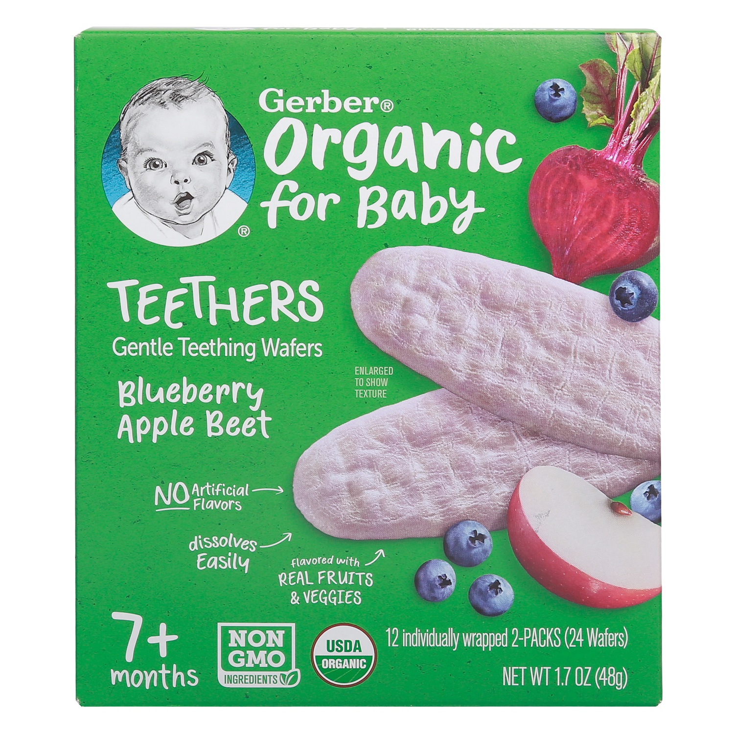 Bánh gạo ăn dặm Gerber Organic vị việt quất, táo, củ cải đỏ 48g