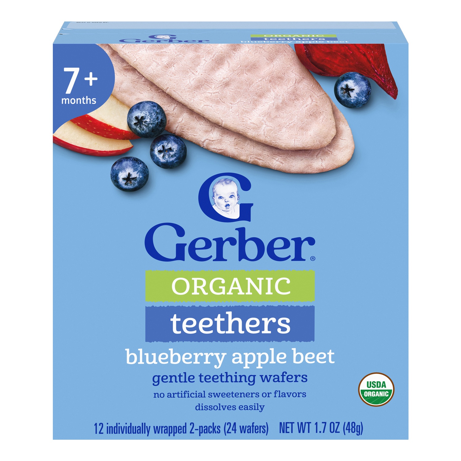 Bánh gạo ăn dặm Gerber Organic vị việt quất, táo, củ cải đỏ 48g