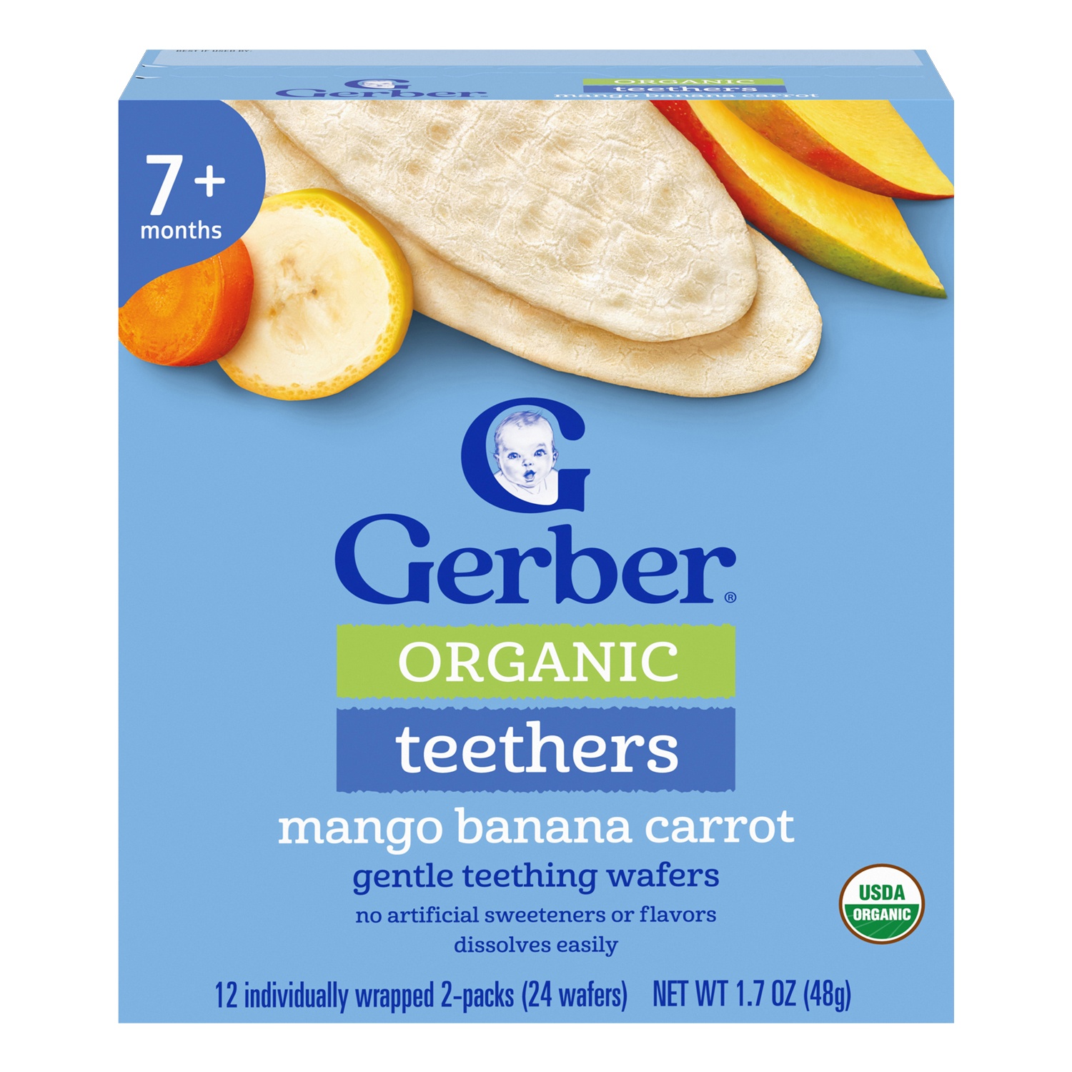 Bánh gạo ăn dặm Gerber vị xoài, chuối, carot 48g