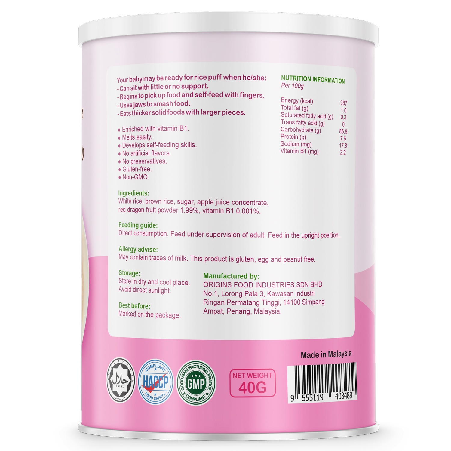 Công dụng nổi bật của bánh gạo Babba's Baby vị thanh long 40g