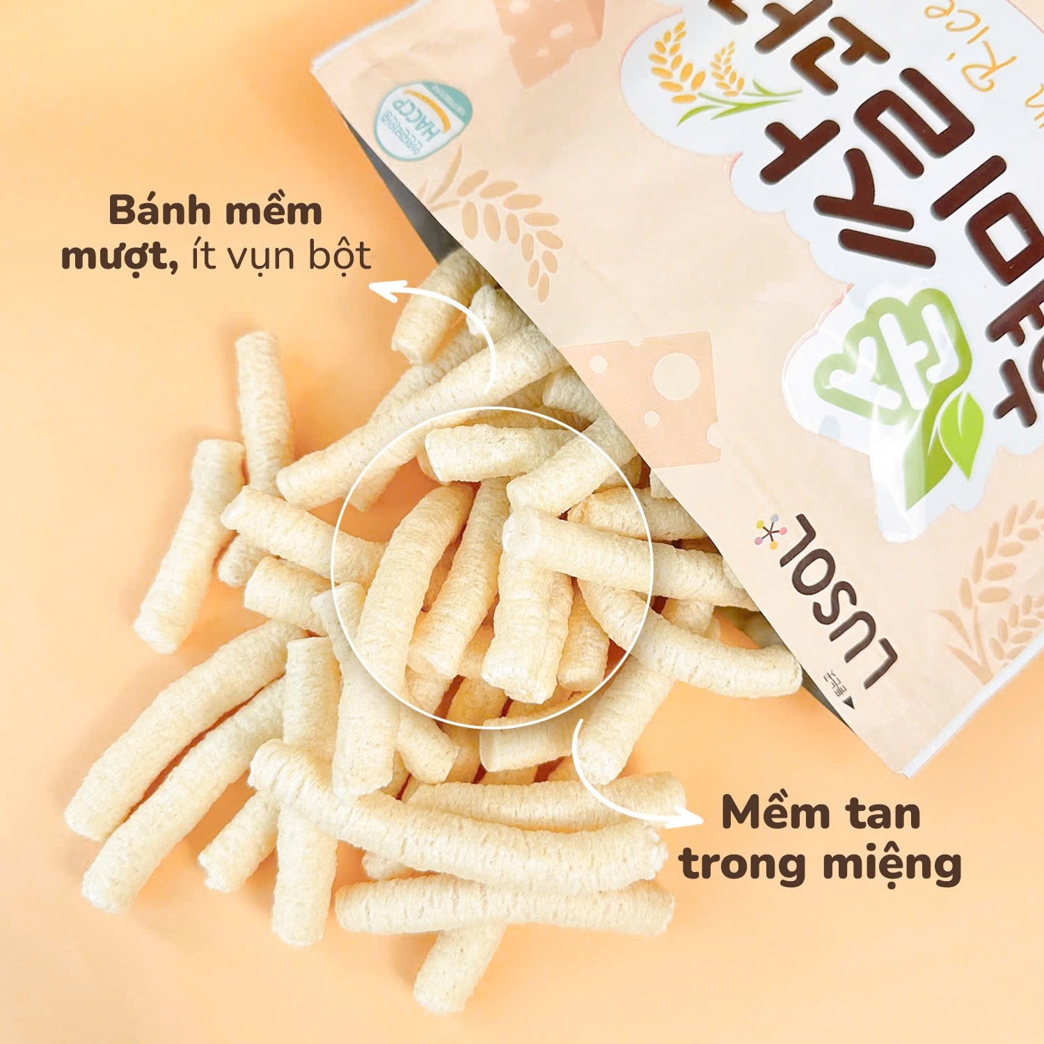 Ưu điểm nổi bật bánh gạo lứt Lusol hình que vị bí đỏ 25g