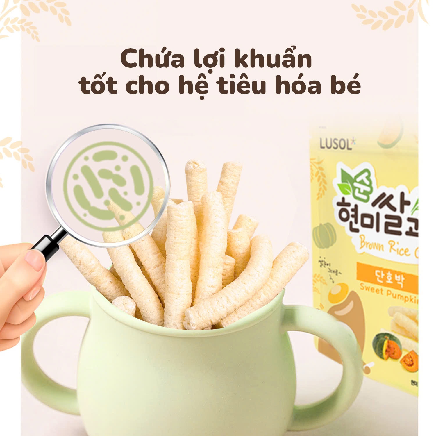 Ưu điểm nổi bật bánh gạo lứt Lusol hình que vị bí đỏ 25g