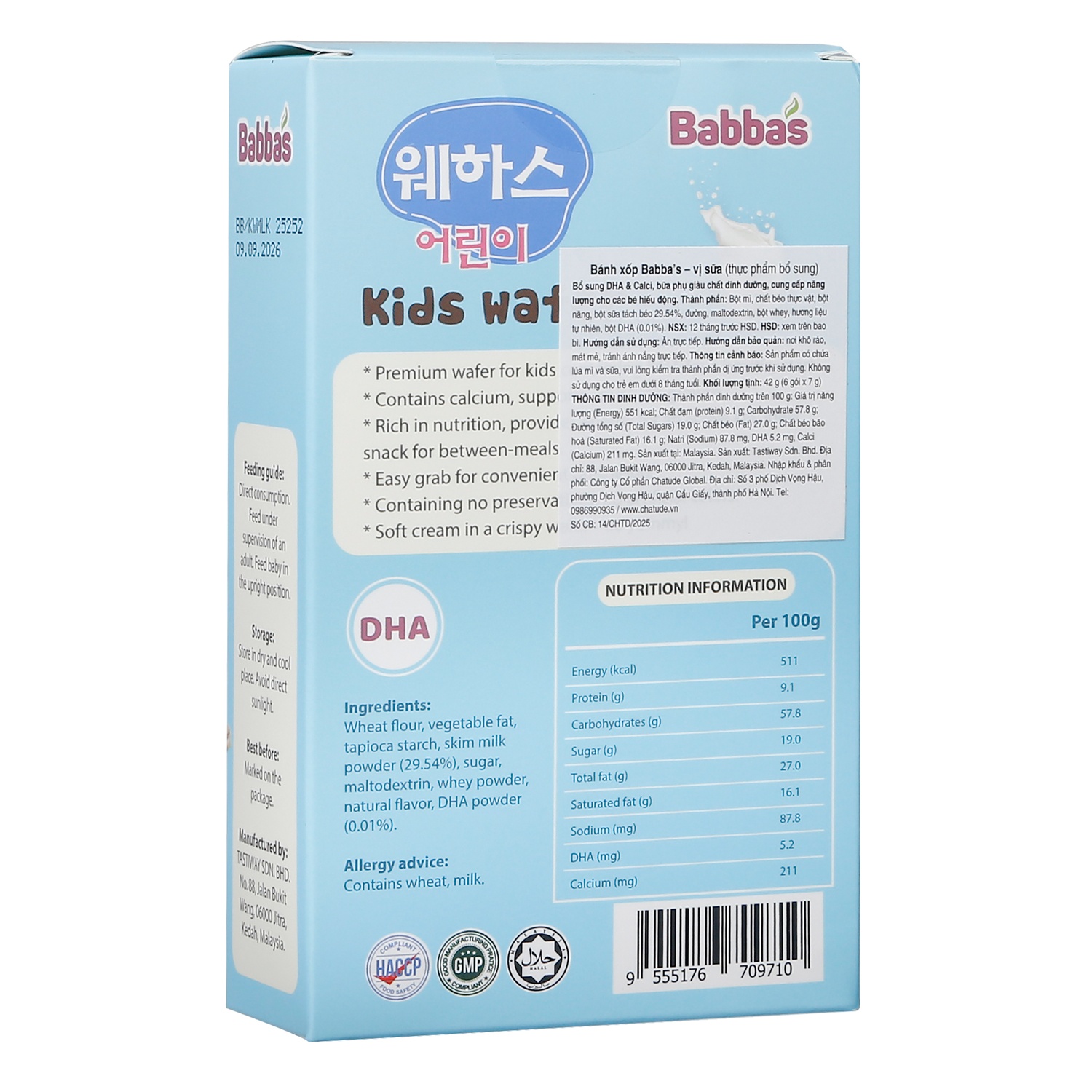 Bánh xốp Babba's vị sữa