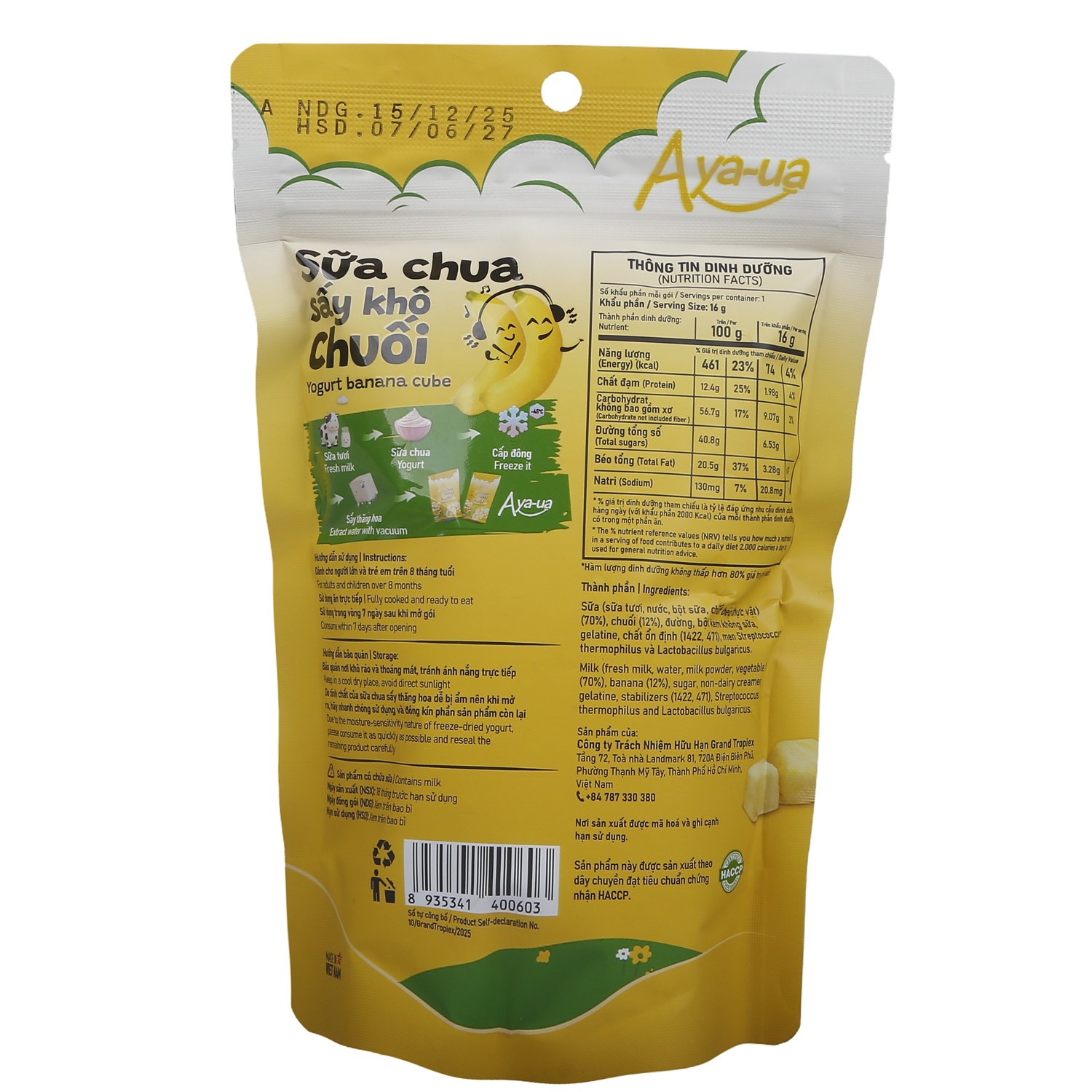 Sữa chua sấy khô Aya-ua vị chuối 16g hình 3