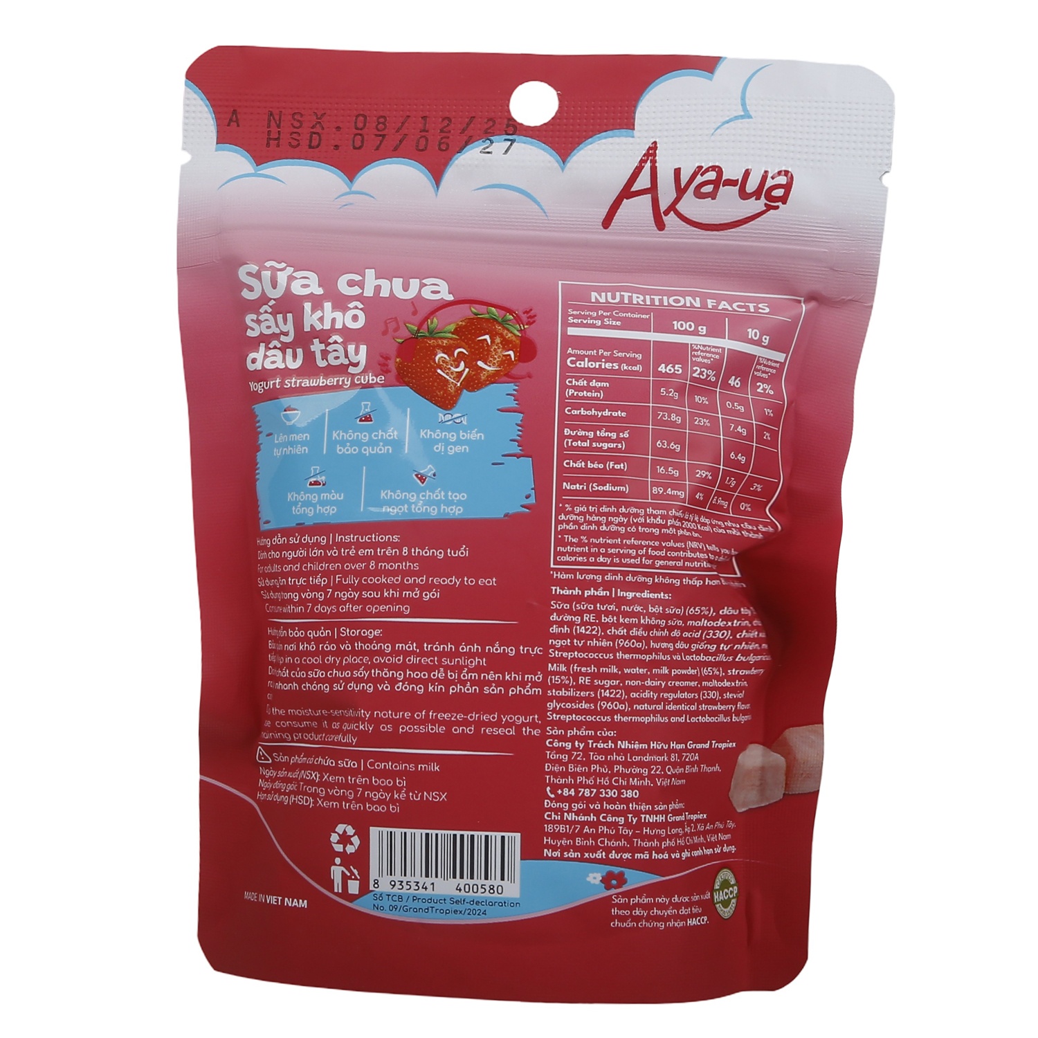 Sữa chua sấy khô Aya-ua vị dâu cho bé 10g hình 3