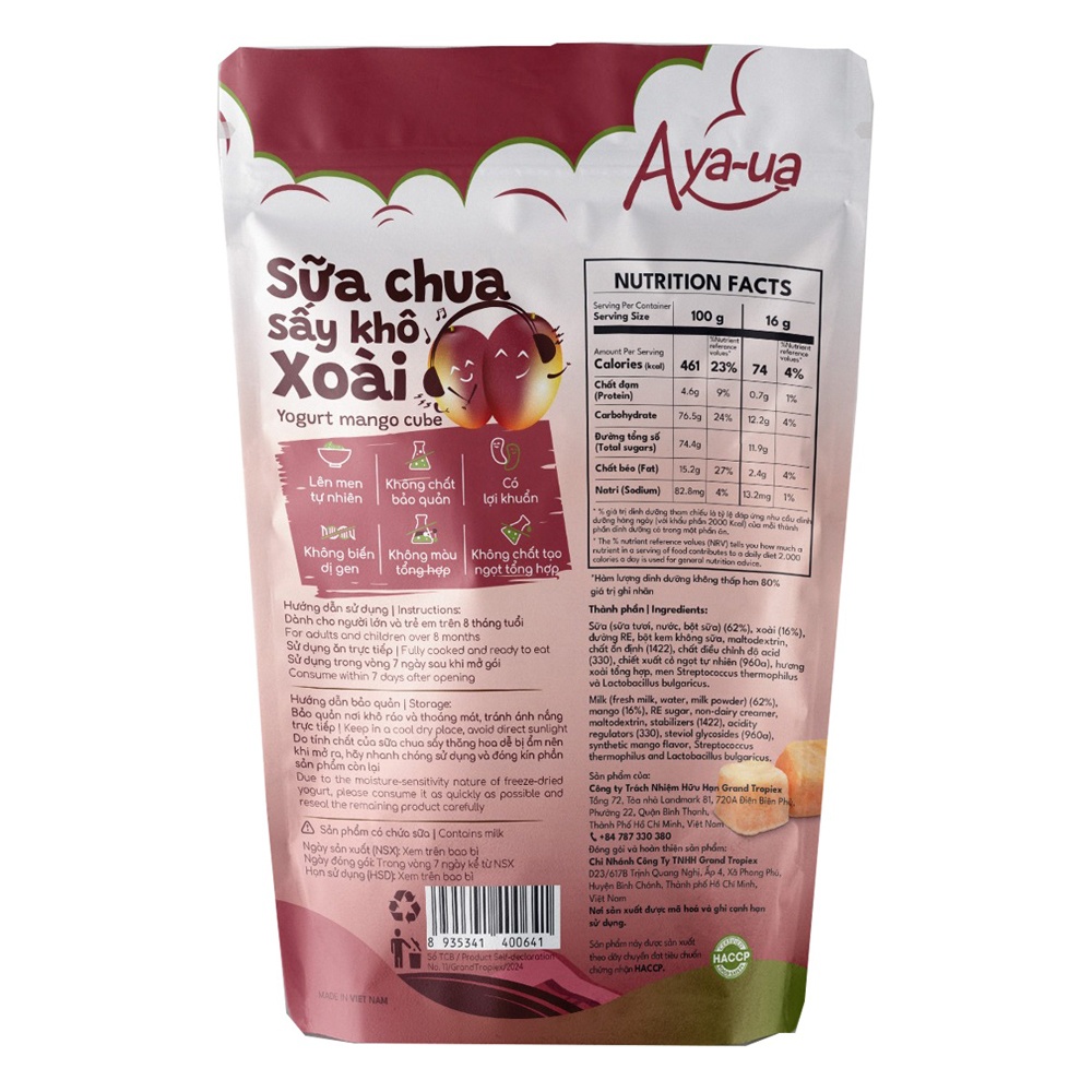 Đặc điểm nổi bật của sản phẩm sữa chua sấy khô Aya-ua