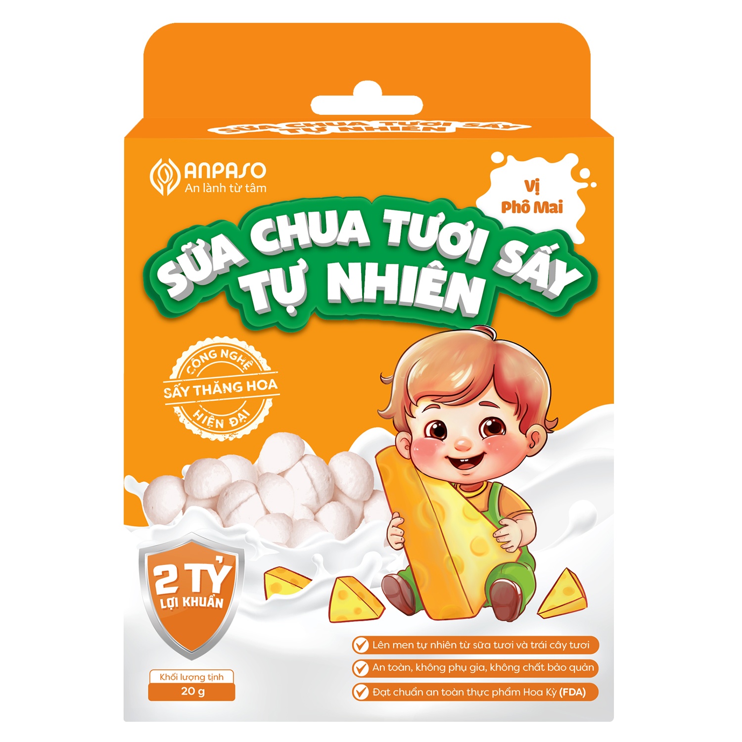 Sữa chua sấy tự nhiên Anpaso vị phô mai 20g  hình 2