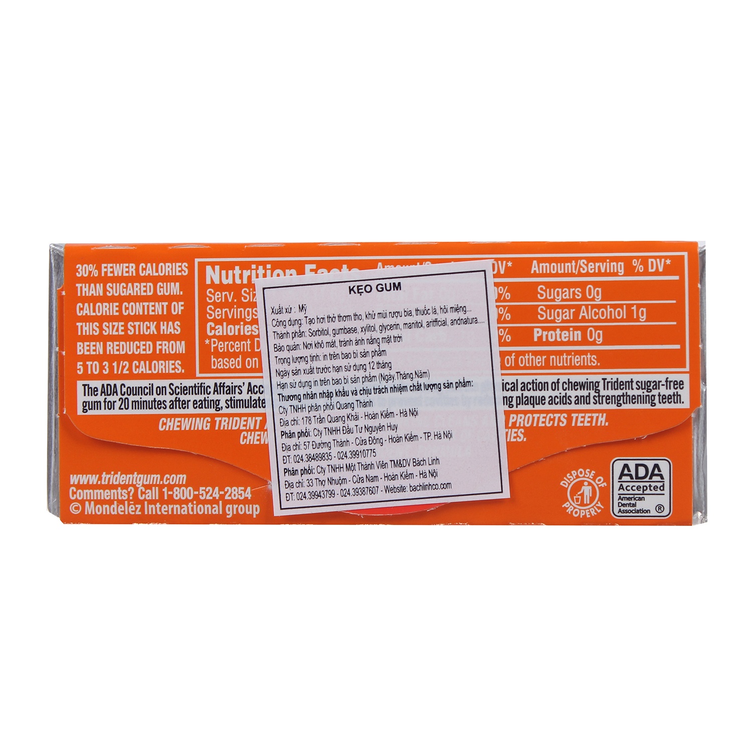 Kẹo cao su Trident sugarless Original - Hương trái cây hình 2